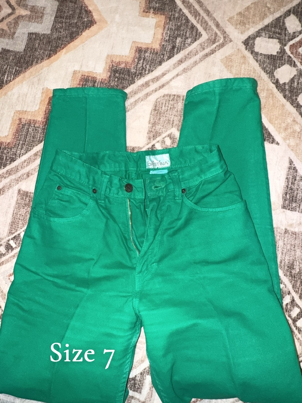 Christina Women’s Bright Green Skinny Jeans 80s Vintage